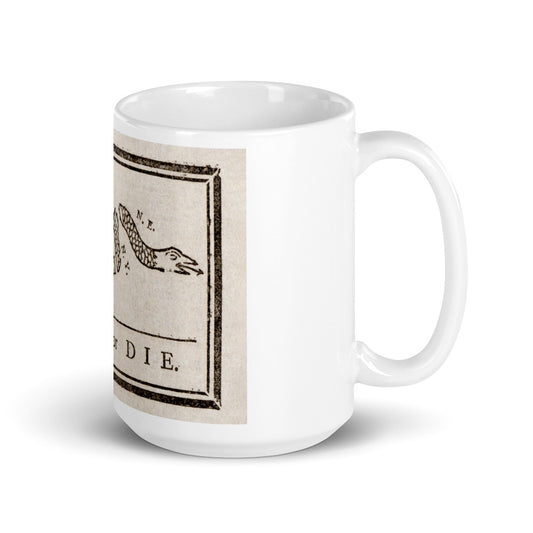 Benjamin Franklin "Join, or Die" White glossy mug